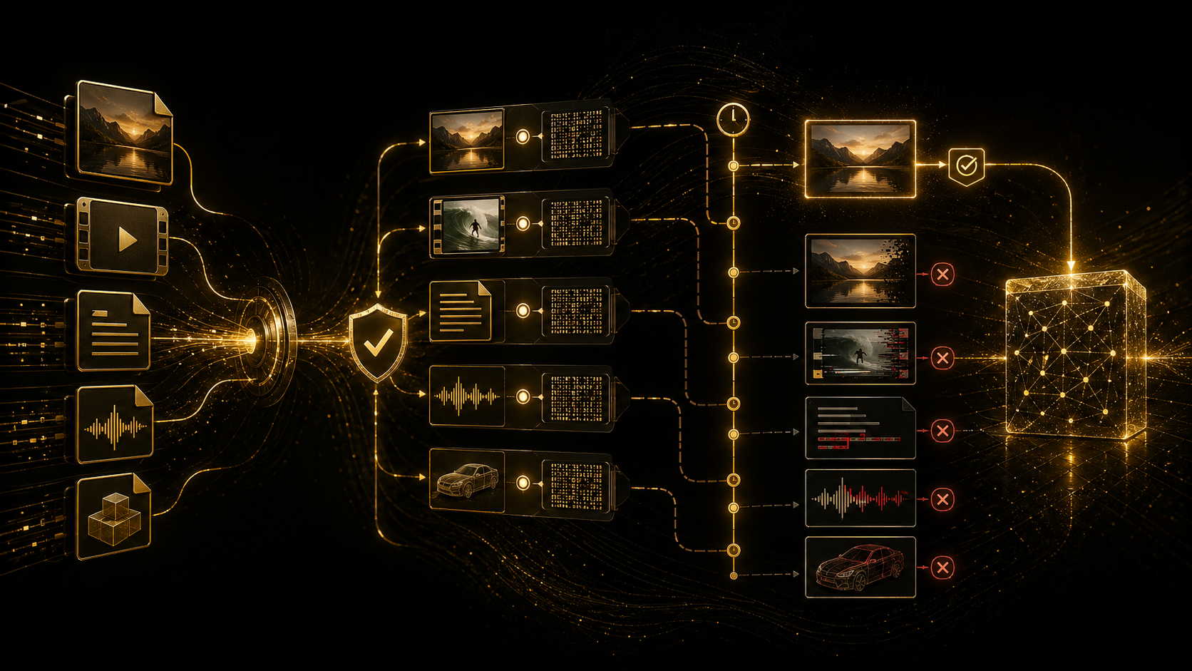 Files or media certified with chronology and integrity proof